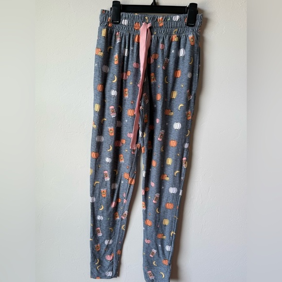 Woman’s Pumpkin Print Pajama Pants - Gray and Orange - Picture 1 of 4
